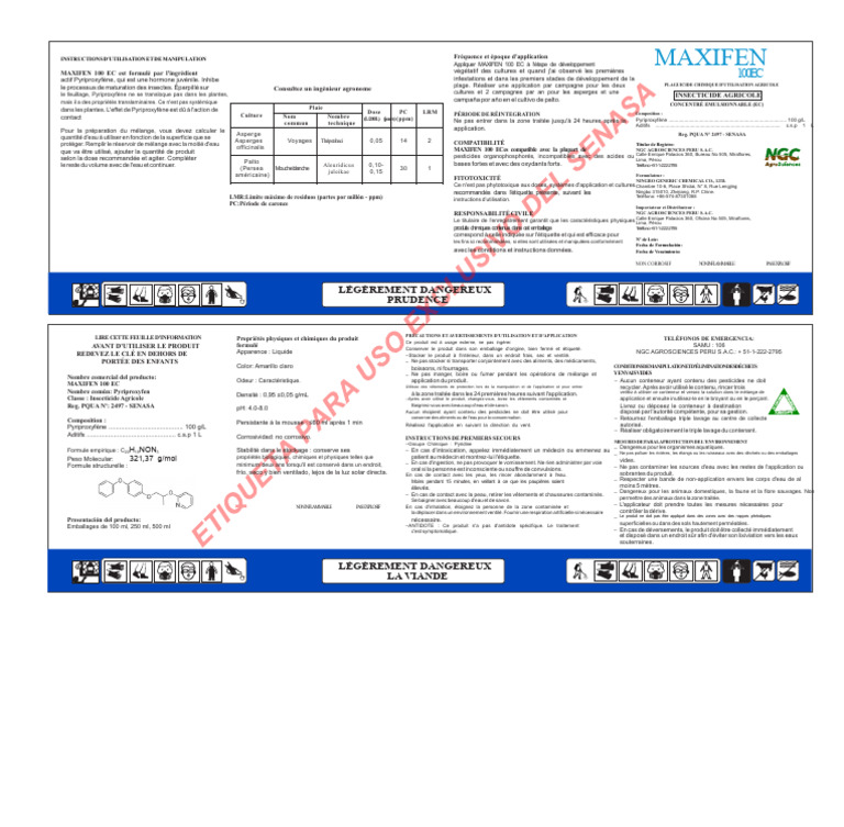 Application et utilisation de MAXIFEN 100 EC | PDF | Insecticide | Eau