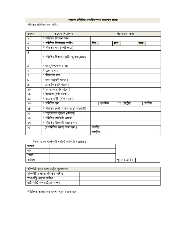 Editable - Primary Information Samabay Samity | PDF