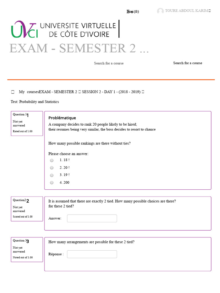 Semester 2 Exam: Probability & Statistics | PDF | Variance ...