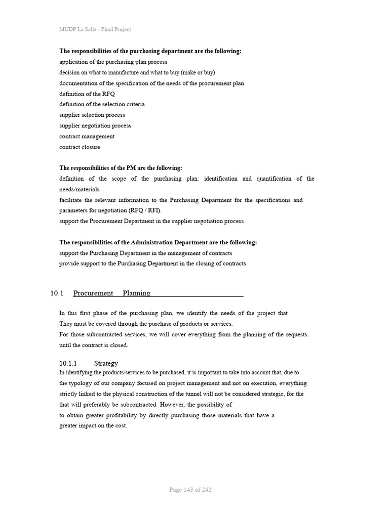 Purchasing Plan and Budget For Construction Company | PDF | Procurement ...