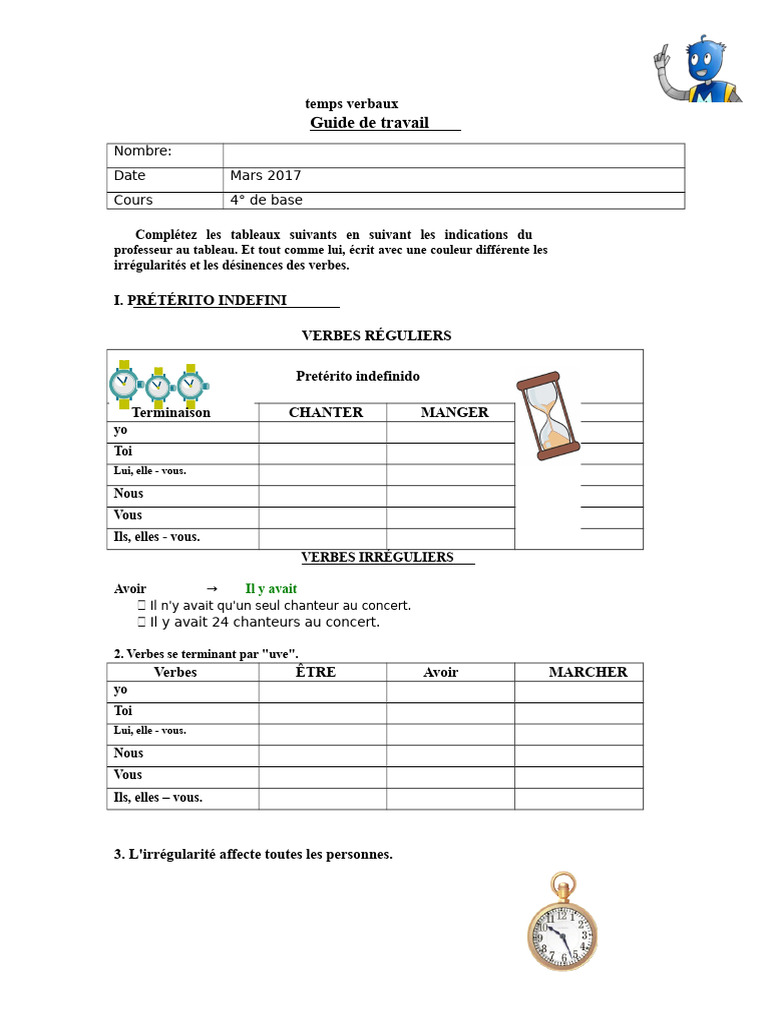 Guide des temps verbaux en espagnol | PDF | Verbe | Grammaire