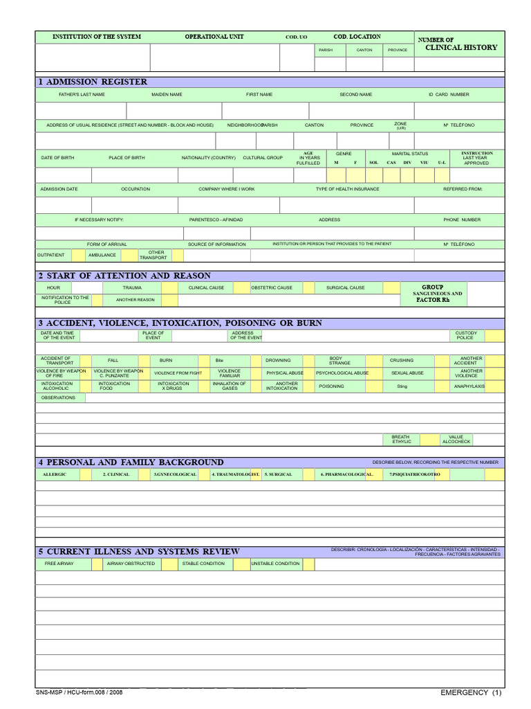 Clinical History Admission Form | PDF | Blood Plasma | Cholesterol