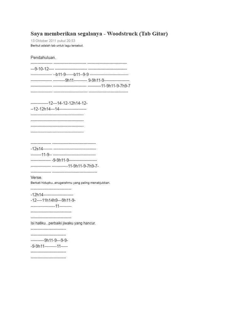 Saya Memberikan Semua Tab Saya | PDF