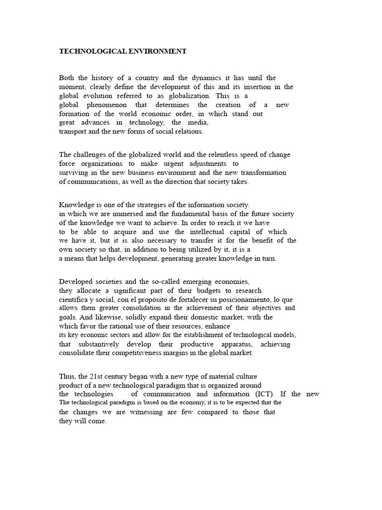 Technological Environment | PDF | Labour Economics | Capital (Economics)