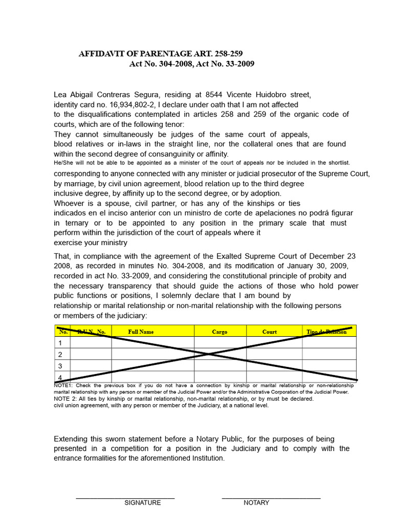 Affidavit 258-259 Relationship | PDF | Marriage | Affidavit