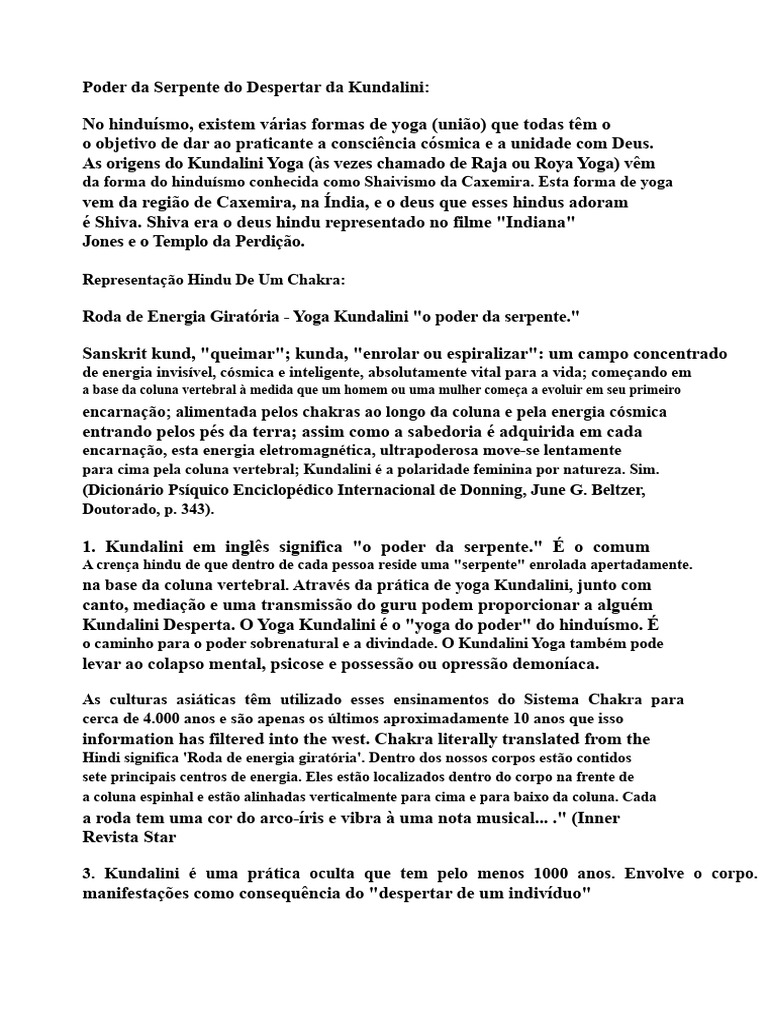 Despertar da Kundalini: Poder e Práticas | PDF | Kundalini | Chacra