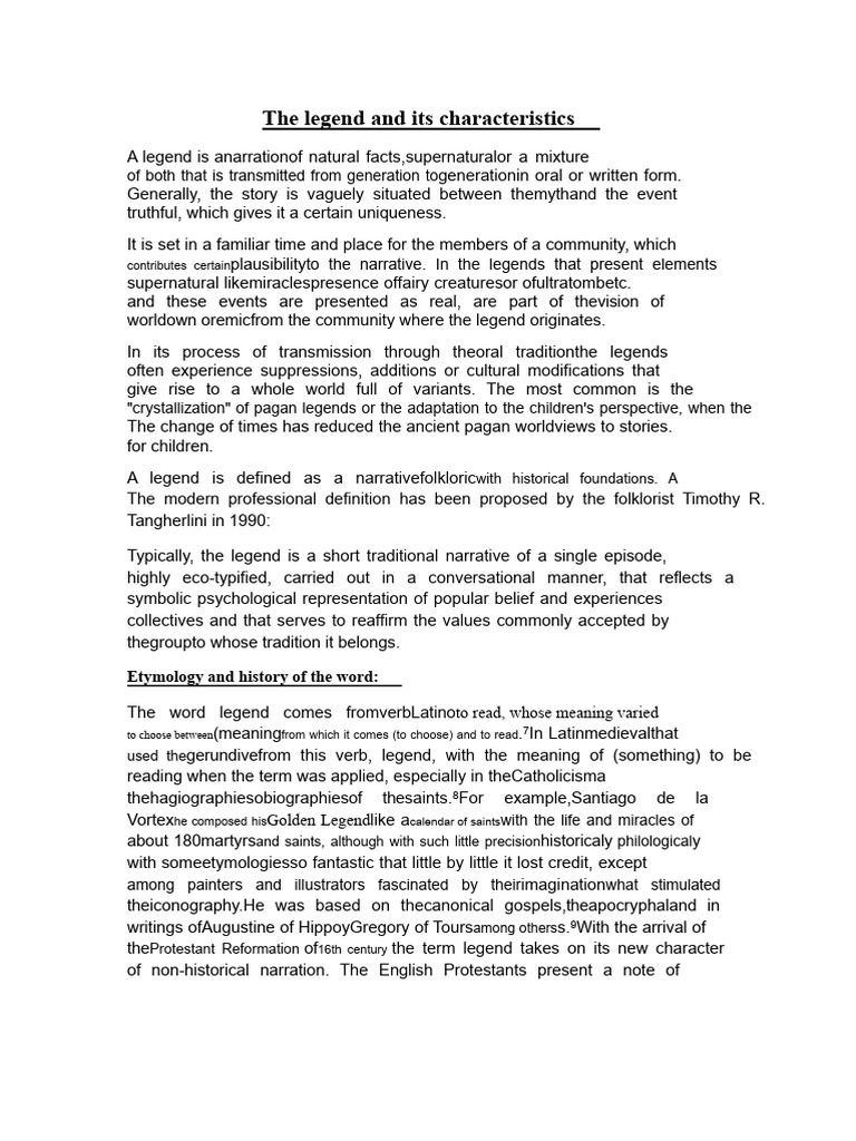 Understanding Legends and Their Traits | PDF | Legends | Narrative