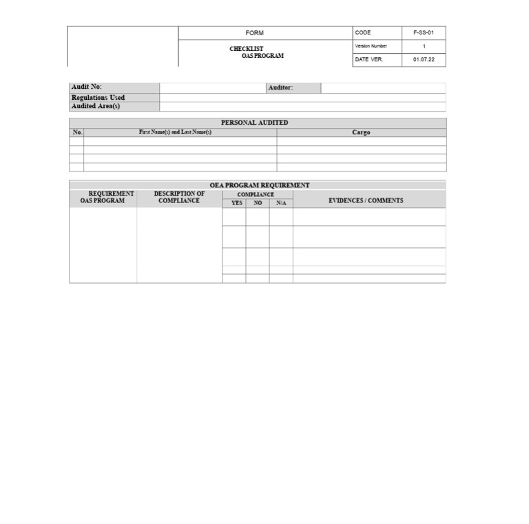 OAS Program Compliance Checklist | PDF
