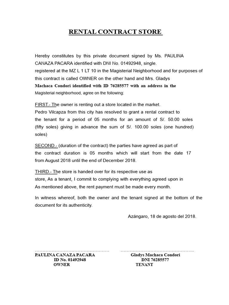 Lease Agreement For Store | PDF