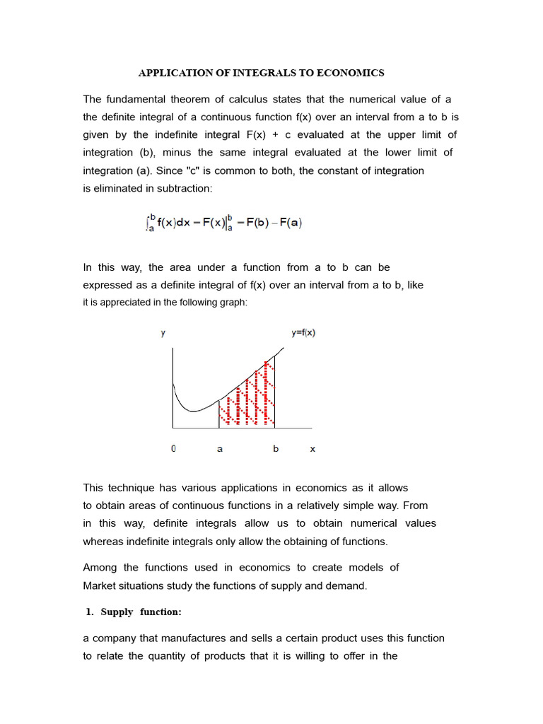 Application of Integrals To Economics | PDF | Integral | Economic Surplus
