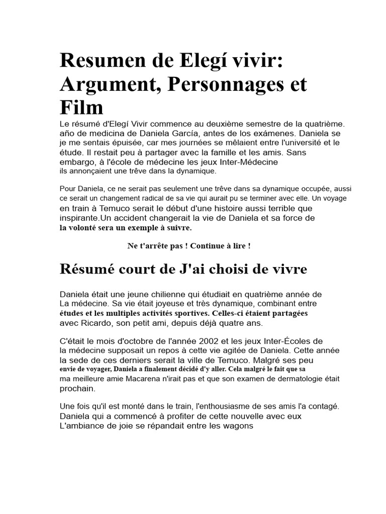 Résumé d'Elegí Vivir : Force et Résilience | PDF | Amour