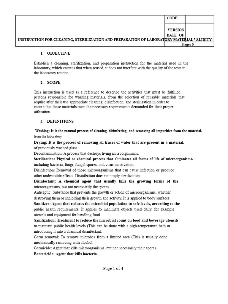 Lab Material Cleaning and Sterilization Guide | PDF | Disinfectant ...
