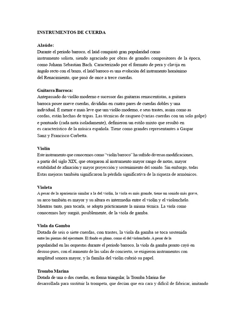 Instrumentos de cuerda y viento barrocos | PDF | Instrumentos de viento ...