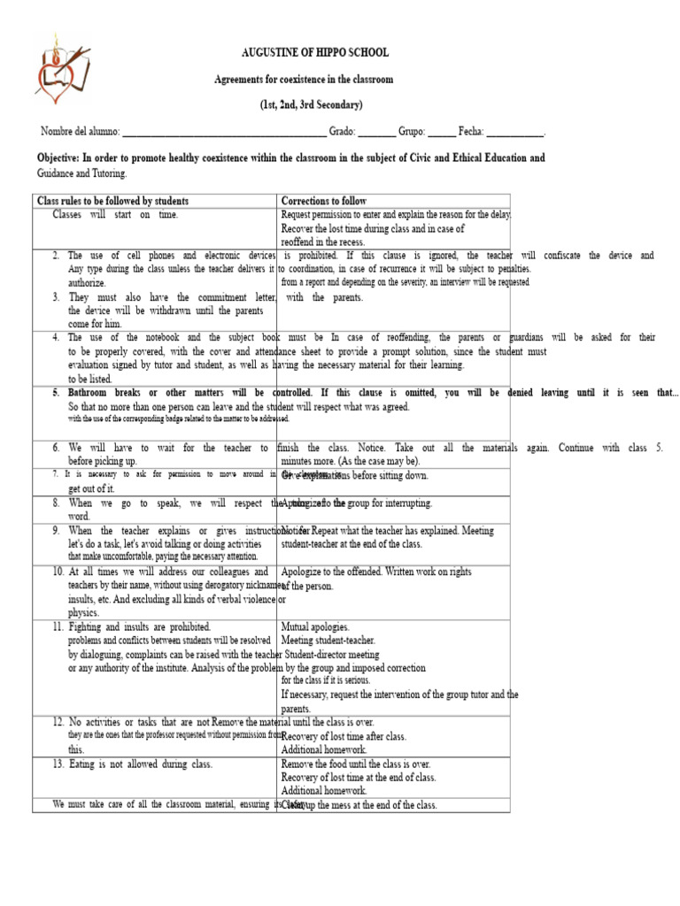 Classroom Coexistence Agreements Guide | PDF | Teachers