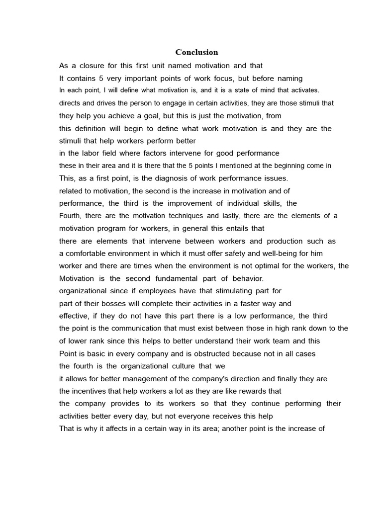 Personal Motivation Conclusion | PDF | Motivational | Motivation