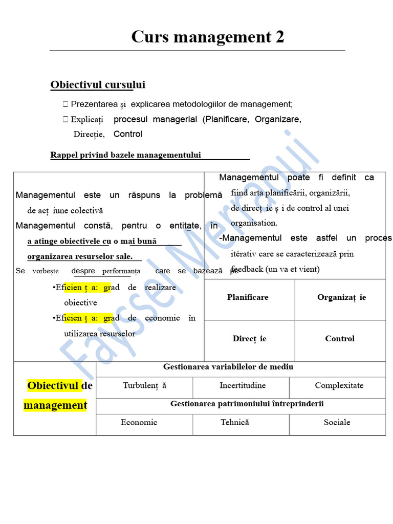 Management 2 Curs 1-2-3-4 | PDF