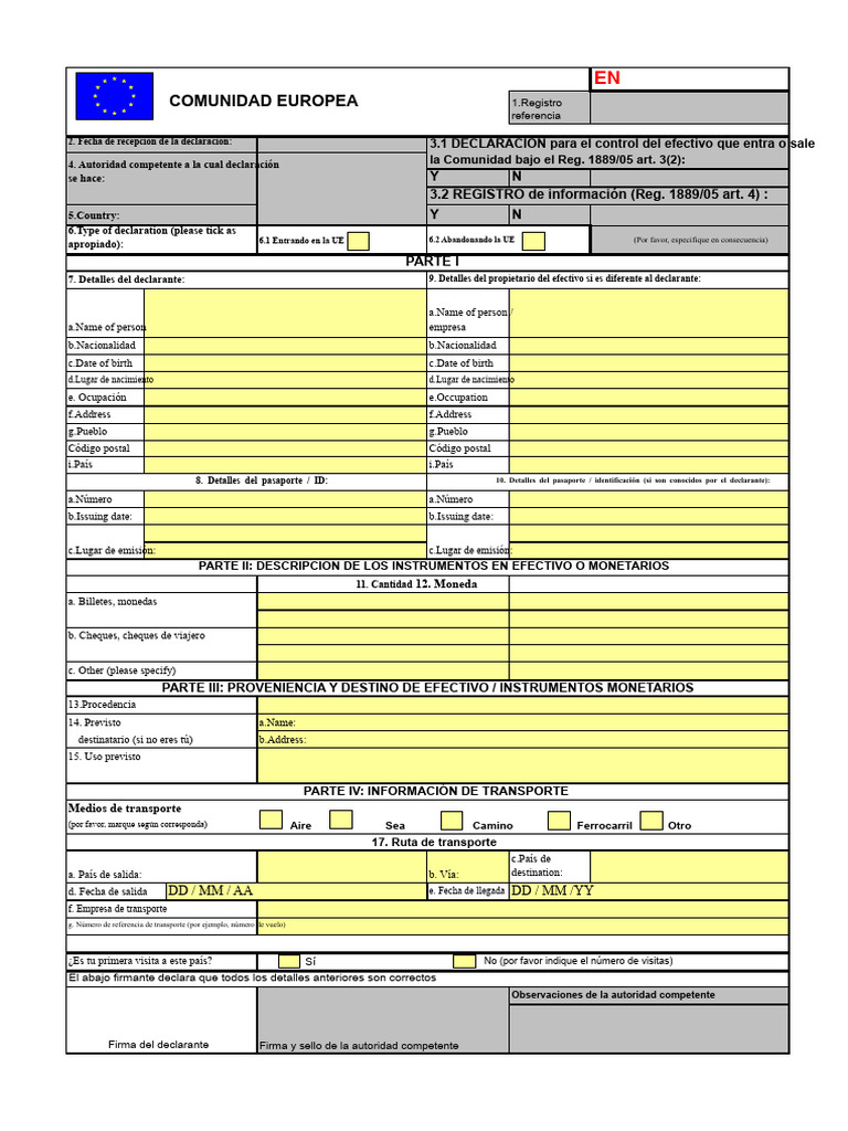Formulario de Declaración en | PDF | Moneda | Cheque