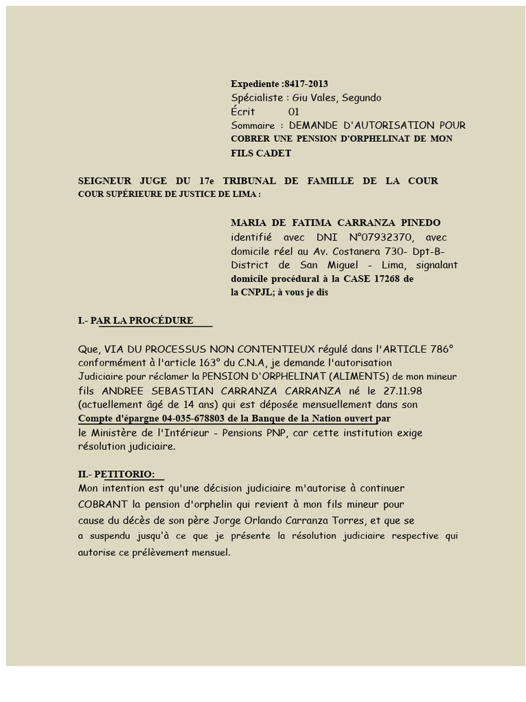 Demande d'autorisation de pension orphelin | PDF | Banques | Certificat ...