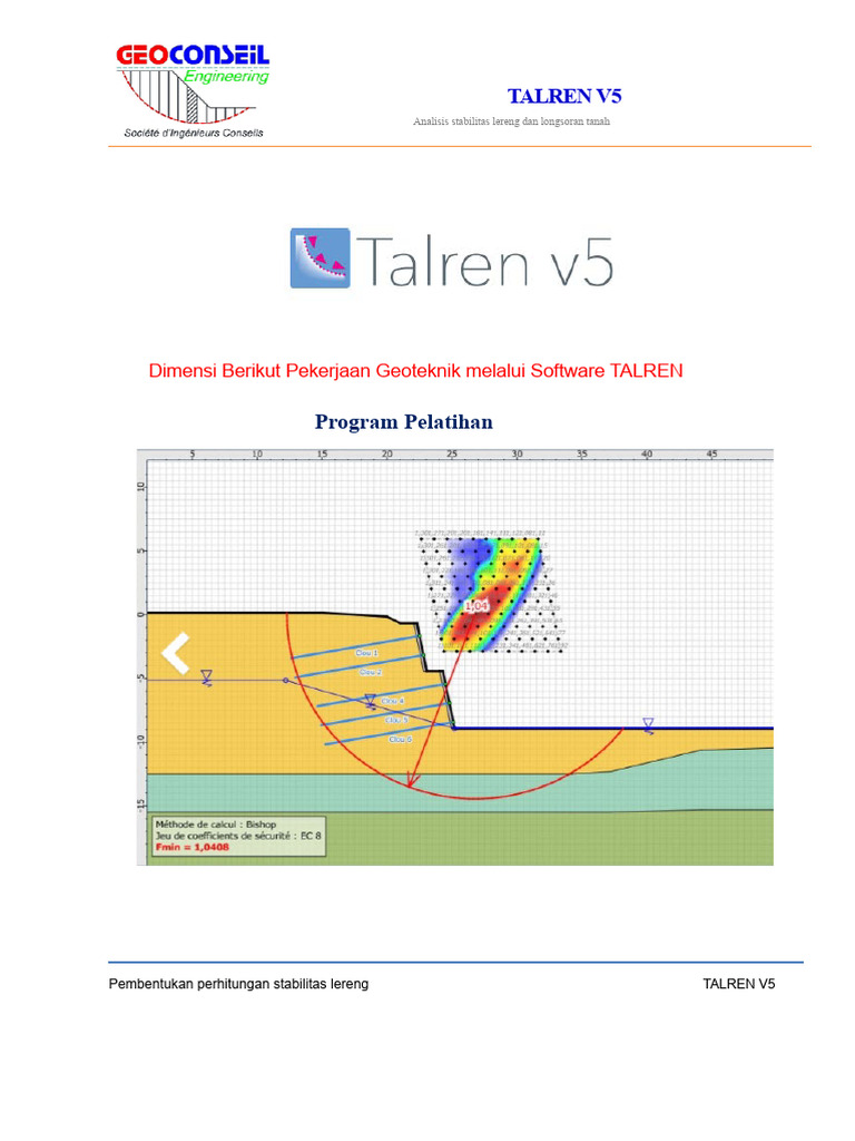 Pelatihan Analisis Stabilitas Lereng TALREN V5 | PDF