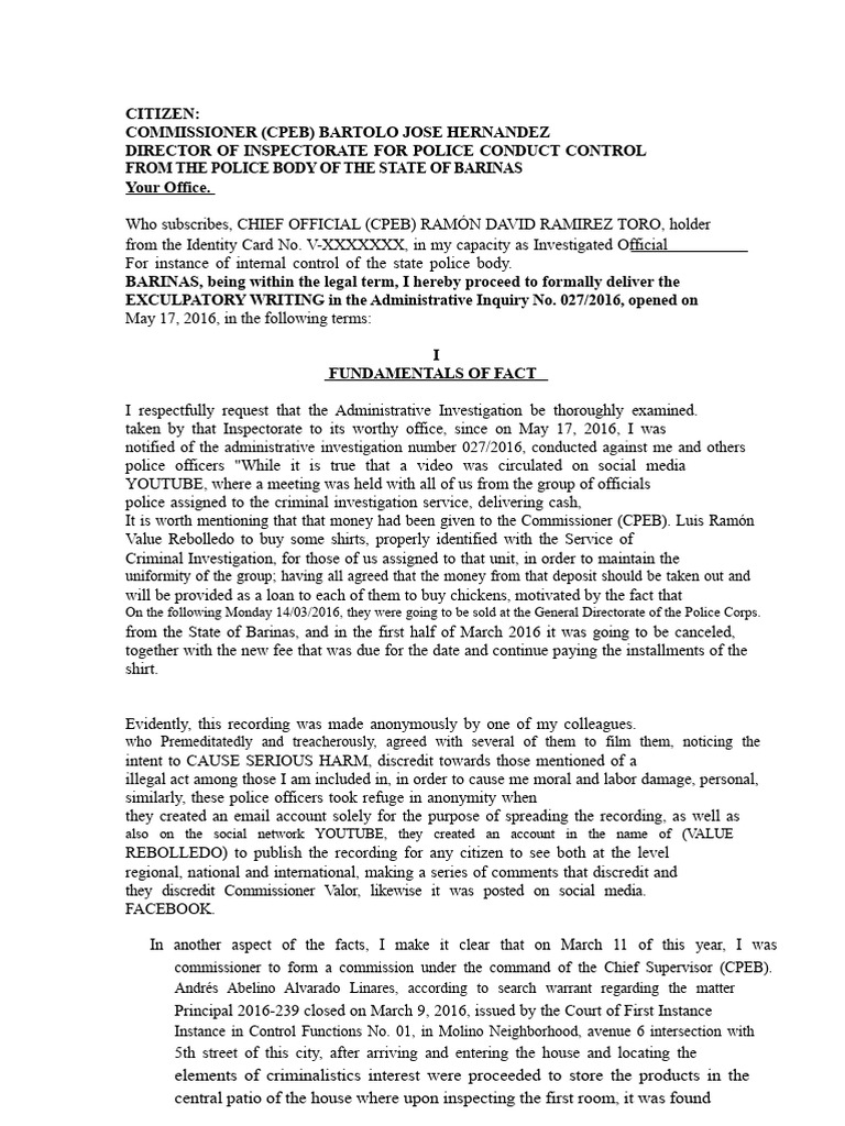 Exculpatory Statement in Police Inquiry | PDF | Police | Due Process
