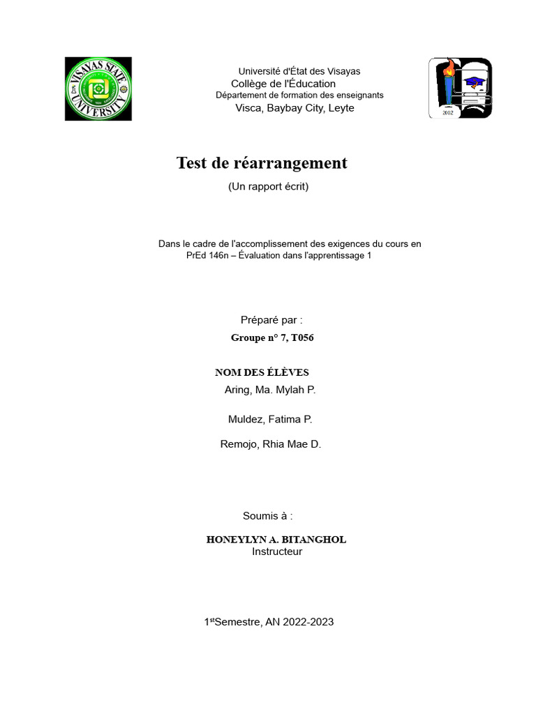 Test de réarrangement : définition et guide | PDF | Créativité | Argent