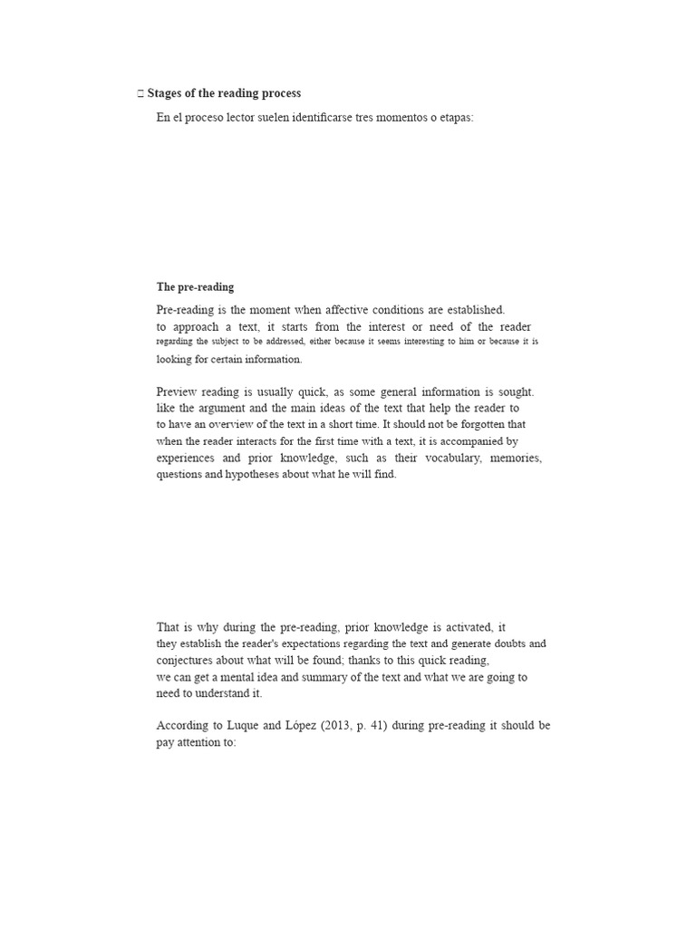 Stages of The Reading Process | PDF | Reading Comprehension | Cognition