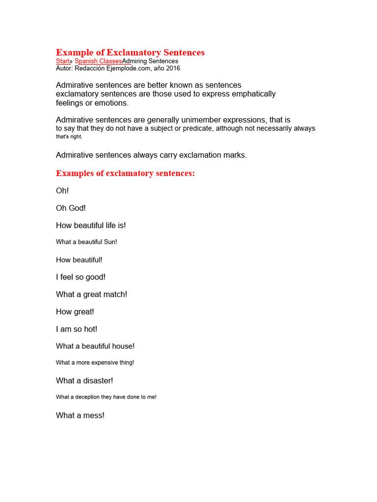 Example of Admiring Sentences | PDF