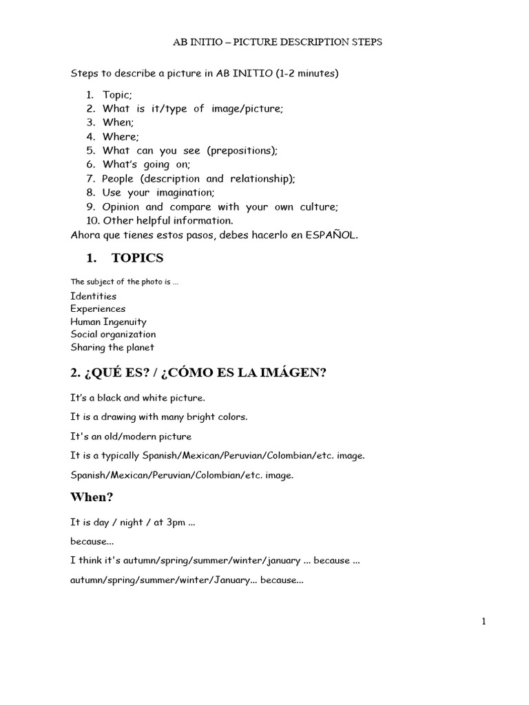AB INITIO Picture Description Guide | PDF | Fashion | Clothing