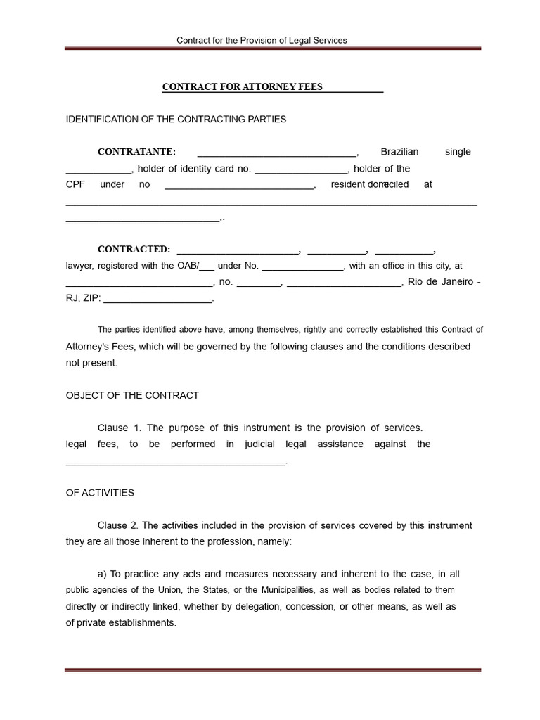 Attorney's Fees Agreement - Blank | PDF | Lawyer | Fee
