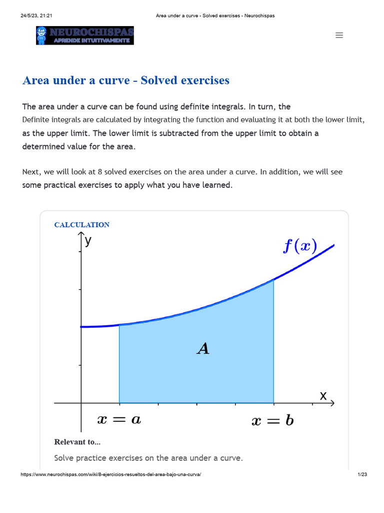 Area Under Curve: 8 Solved Exercises | PDF | Integral | Area