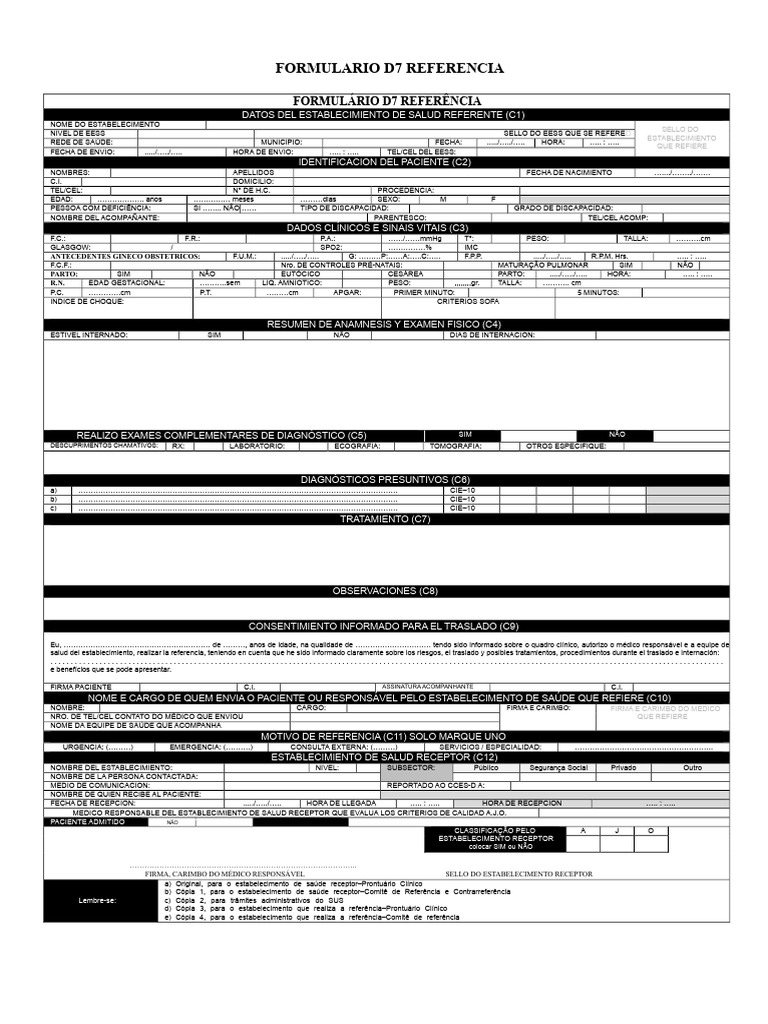 Formulário D7 de Referência Médica | PDF | Serviços públicos ...