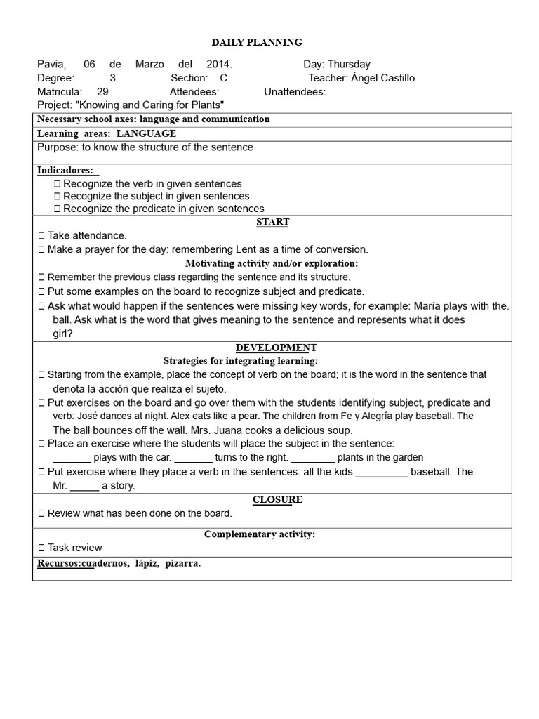 Daily Planning March | PDF | Learning