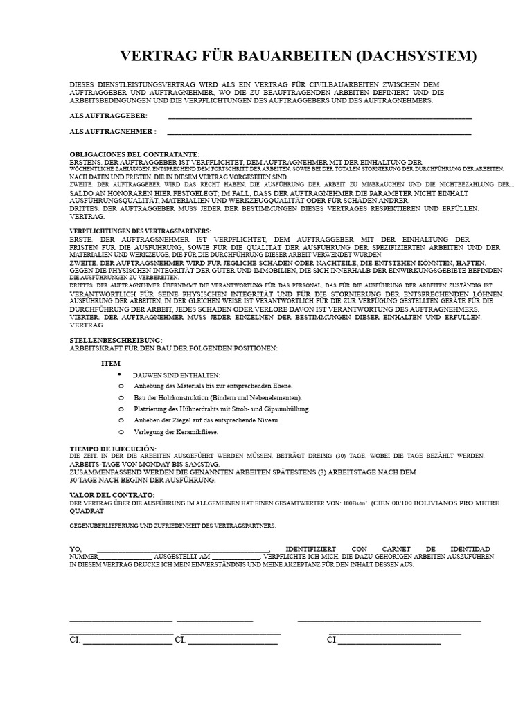 Mustervertrag Für Öffentliche Bauarbeiten | PDF