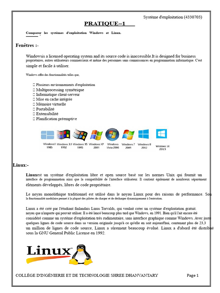 Comparaison entre Windows et Linux | PDF | Linux | Microsoft Windows