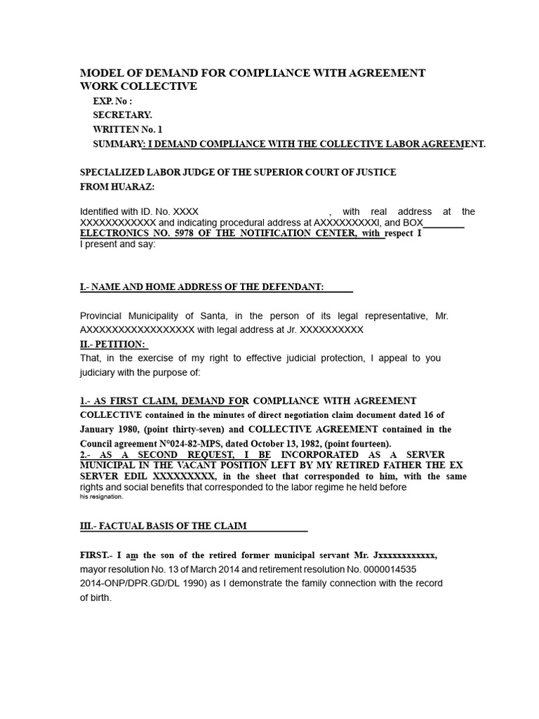 Model of Demand For Compliance With Collective Labor Agreement PDF ...