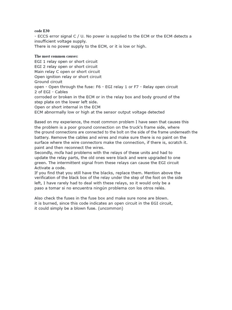 E30 ECCS Error Signal Troubleshooting | PDF