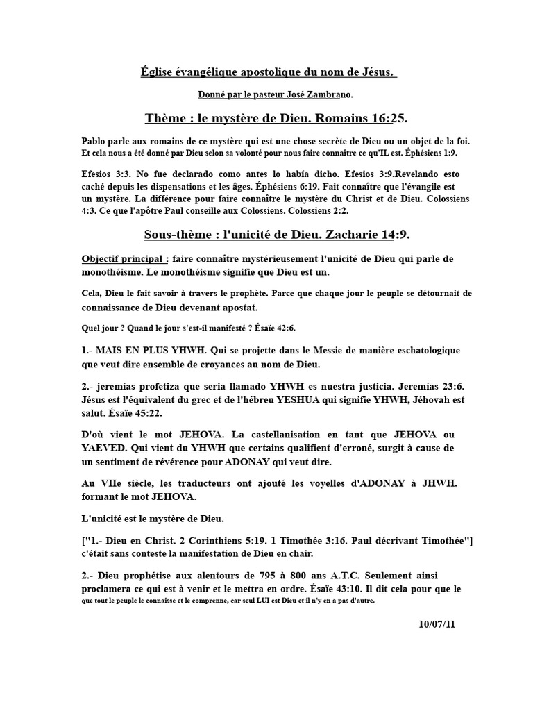 Mystère de Dieu et unicité divine | PDF | Dieu | Tétragramme