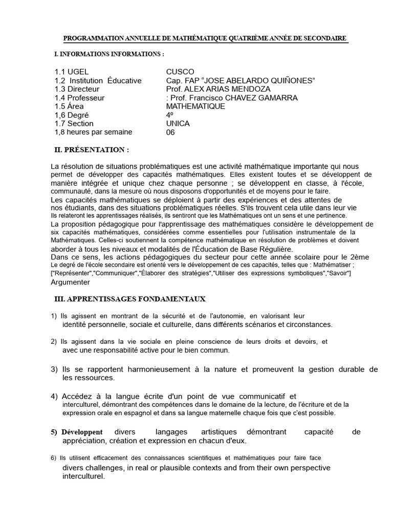 Programmation Mathématique 4ème Année | PDF | Équations | Nombre réel