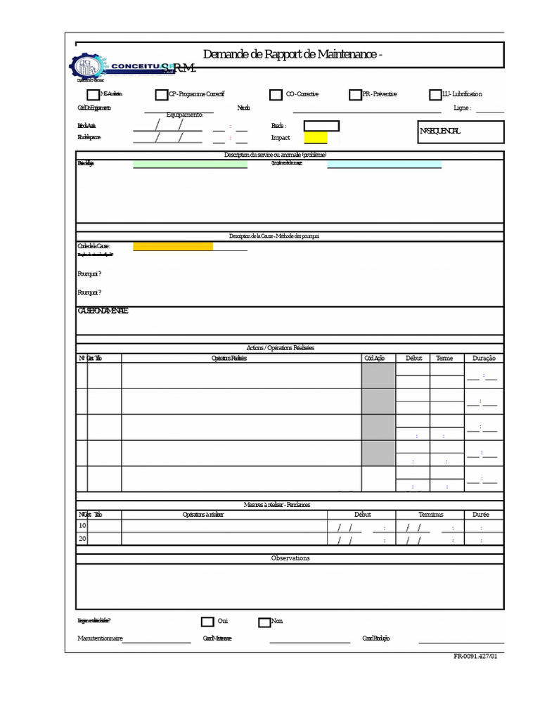 Rapport de Maintenance Équipement | PDF | Mécanique des milieux ...