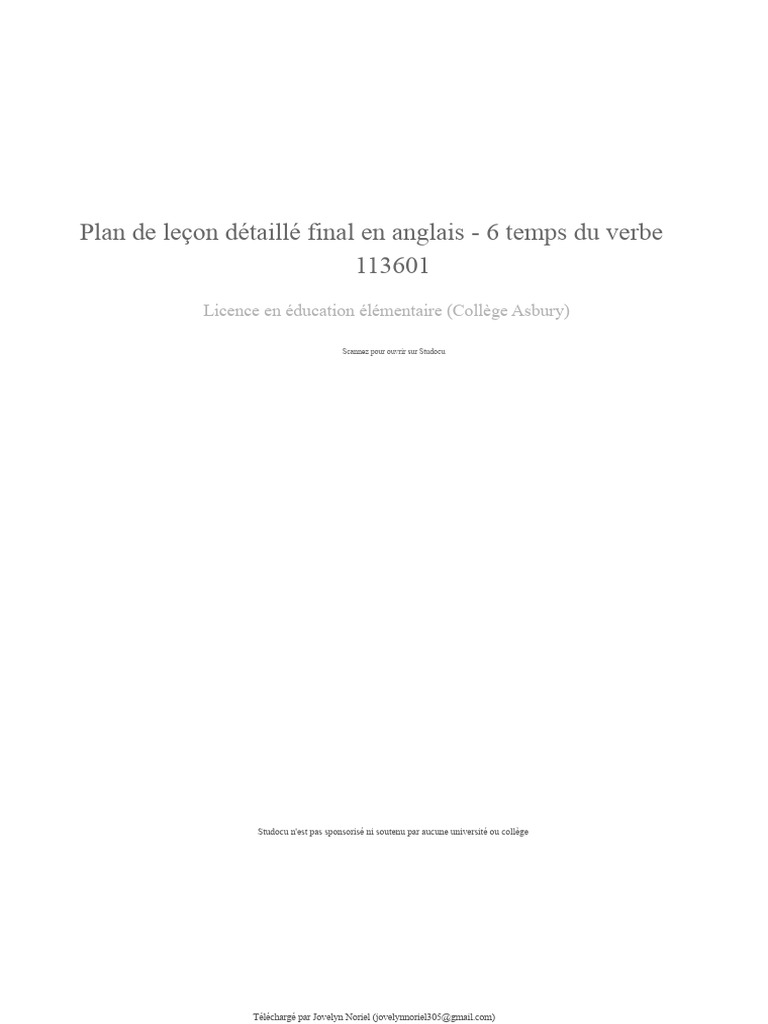 Plan de leçon sur les temps verbaux en anglais | PDF | Verbe | Phrase