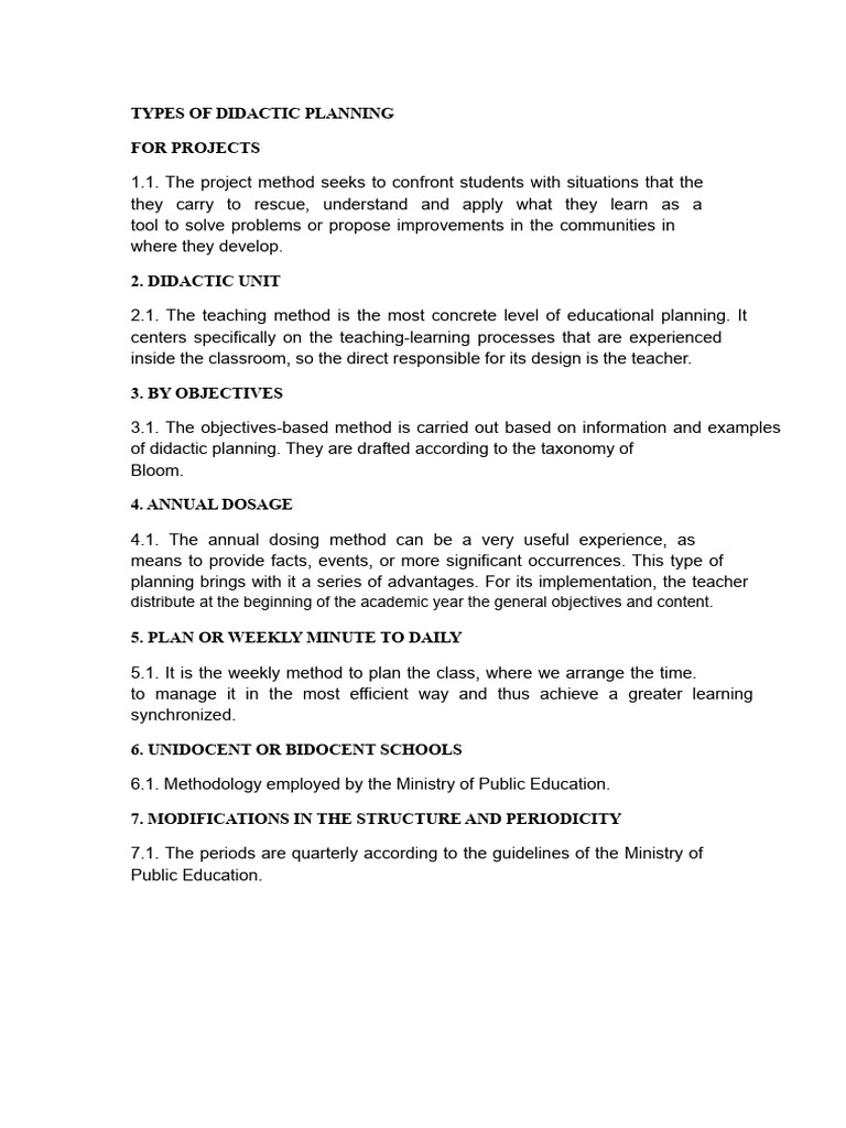 Types Of Didactic Planning Pdf