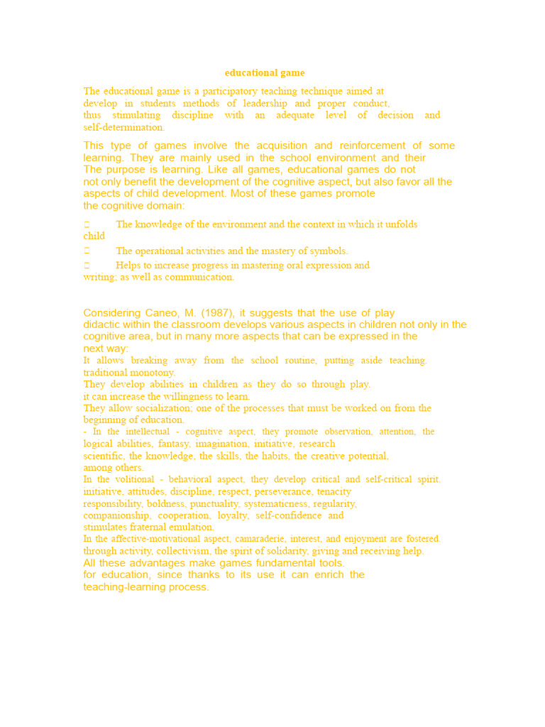 Didactic Games | PDF | Learning | Experience