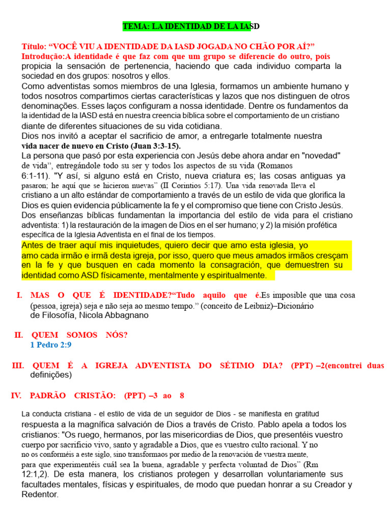La Identidad de La Iglesia | PDF | Cristo (título) | Iglesia Adventista ...