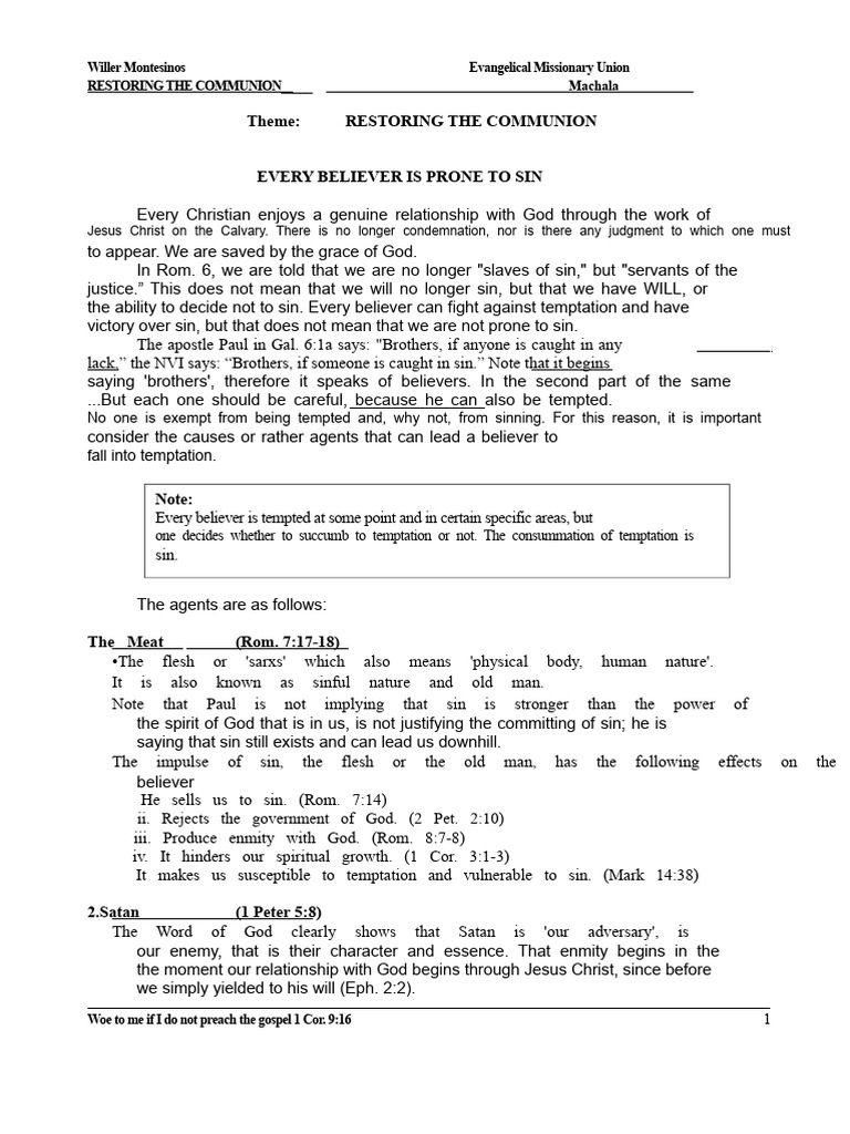 Restoring Communion in Believers | PDF | Sin | Eucharist