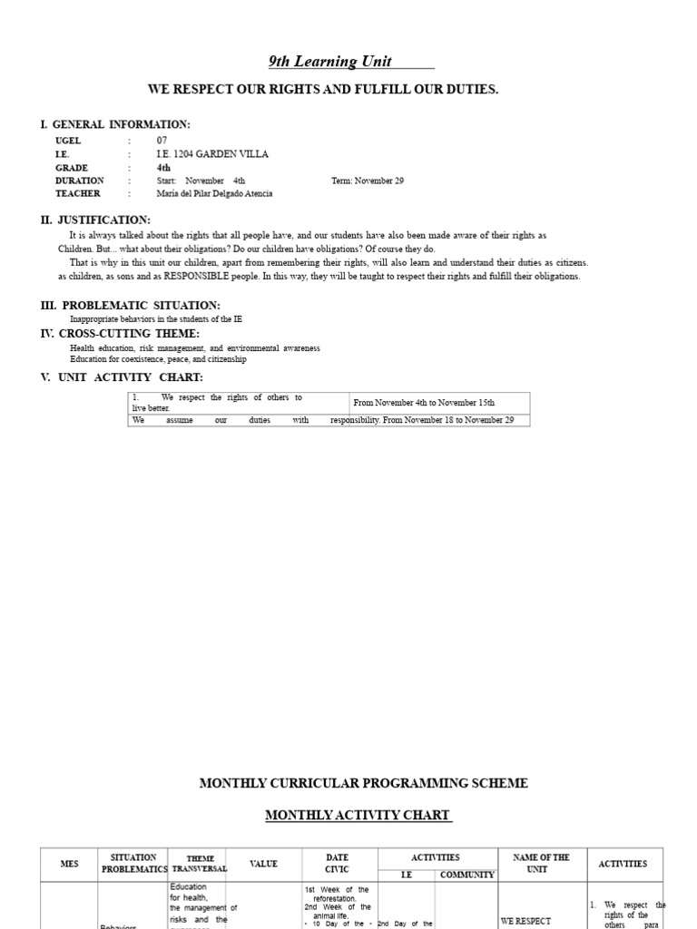 9th Learning Unit NOVEMBER 4th | PDF