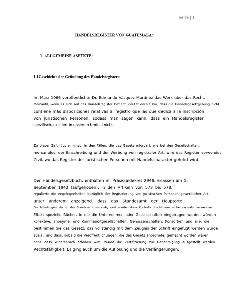 Handelsregister Von Guatemala | PDF