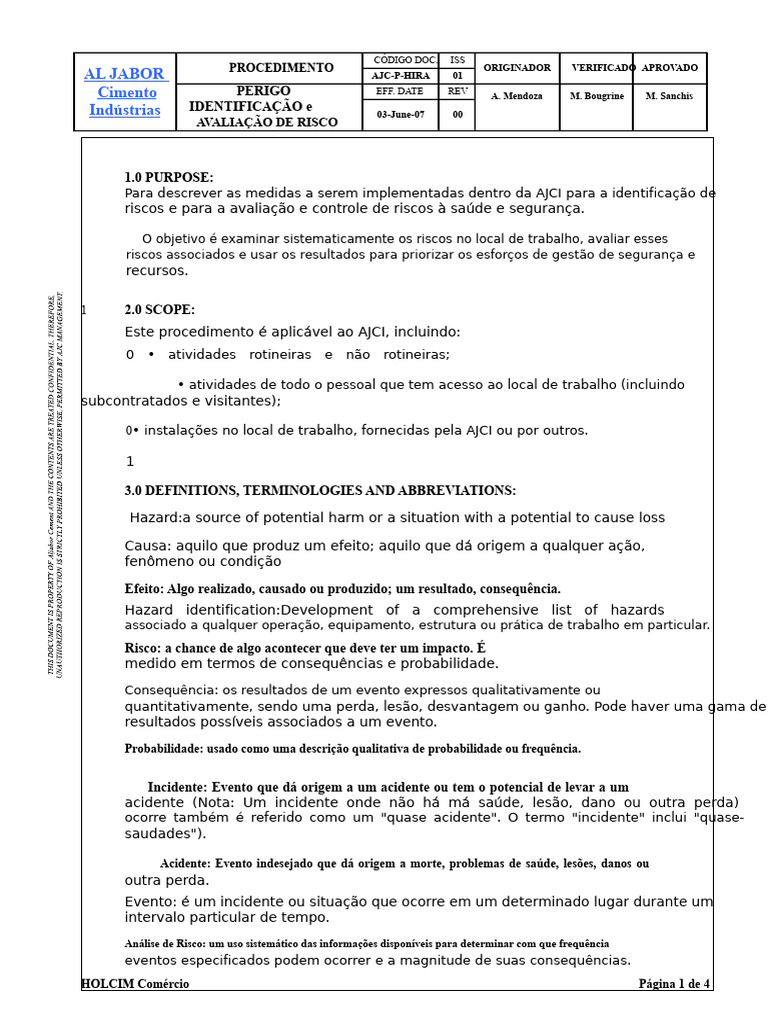 Identificação e Avaliação de Risco no Trabalho | PDF | Debate ...