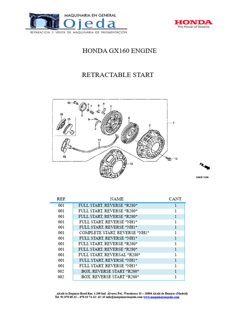 Honda GX160 Engine Parts Catalog | PDF | Engine Technology | Rotating ...