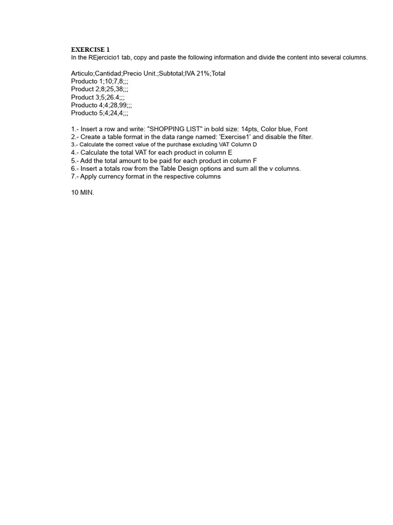 Excel Test | PDF | Microsoft Excel