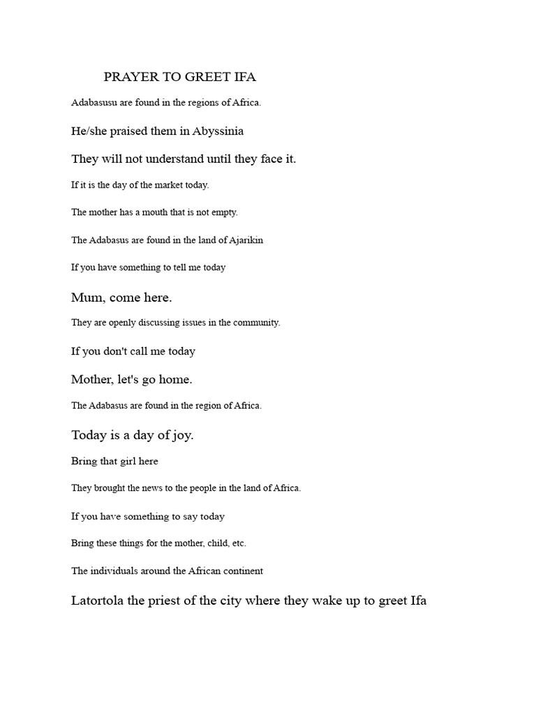 Prayer to Greet Ifa in Africa | PDF